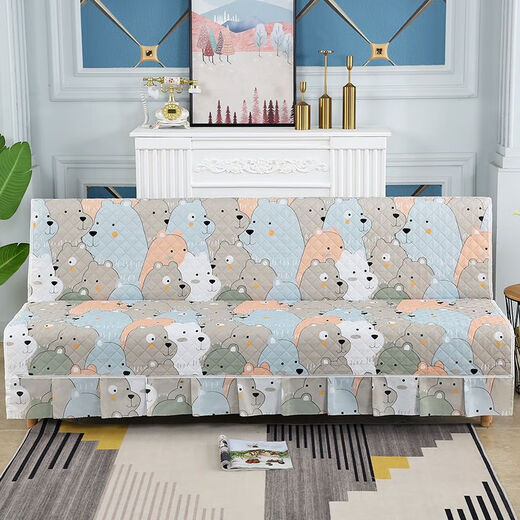 Xuxian full-cover sofa cushion foldable sofa bed cover four-season universal non-slip sofa cover simple dual-purpose without armrests blue 1.8 meters long 1.5 meters wide