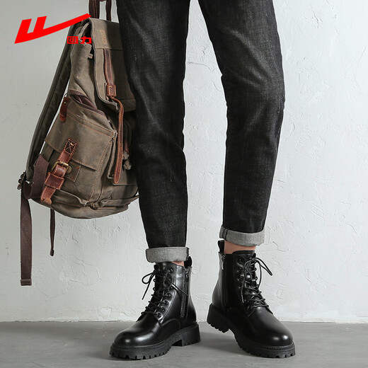 Huili Martin Boots Herren Sommer 2025 Neue High-Top-Arbeitsstiefel Männer Britisch-Stil schwarze Lederstiefel schwarz 42
