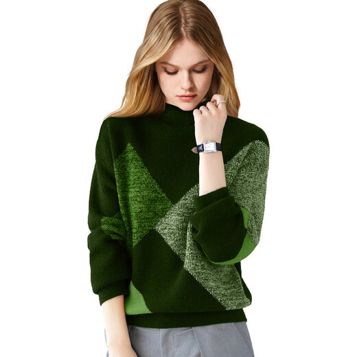 Difelige European and American temperament contrasting lazy style sweater for women 2024 new winter loose warm sweater picture color 2XL
