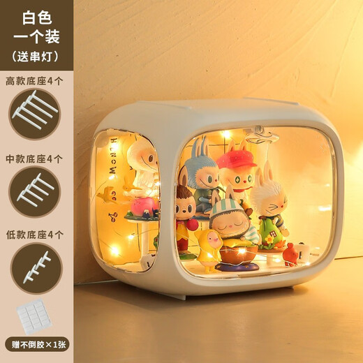 Bo Naling Figure Display Cabinet Blind Box Storage Box Display Chamber Space Capsule Suitable Figure Bubble Mart Acrylic Transparent Box White with Light Single Pack 24*16*19cm