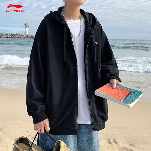 
Li Ning coat men's spring and autumn new loose casual green trendy fashion versatile sports cardigan top men's sweatshirt