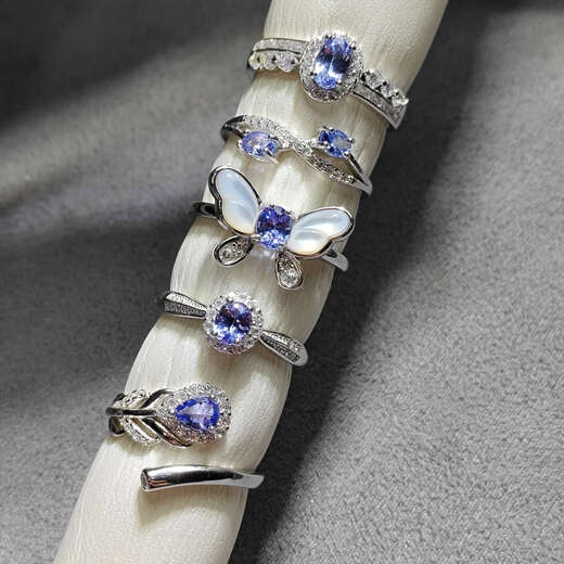 Shilian natural tanzanite ring 925 silver ring tanzanite blue facet clean body fire color good sapphire ring TS031