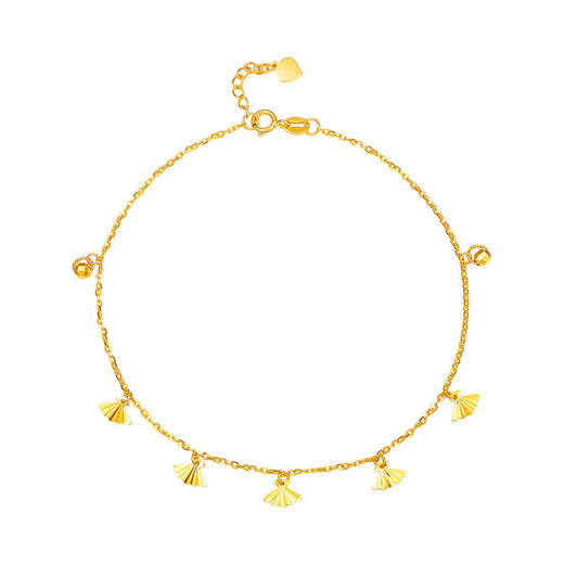 Saturday Lucky Yellow 18K Gold Anklet for Women Flower Shell Color Gold Anklet KH081152 21+2cm Birthday Gift