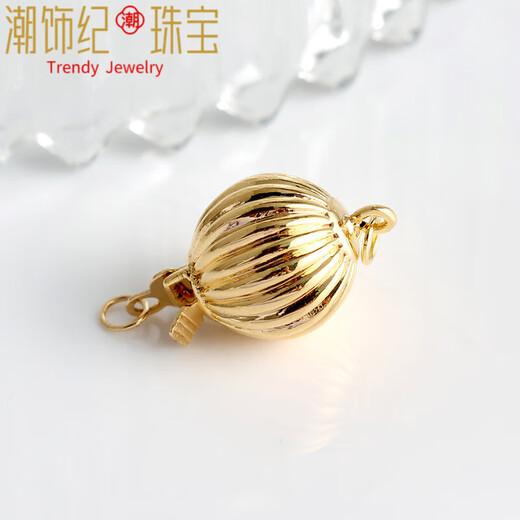 OIDSGk gold pearl buckle head 18k-14 accessories lantern buckle DIY handmade beaded gold necklace buckle bracelet 18K yellow 8mm Lao Fengxiang same style