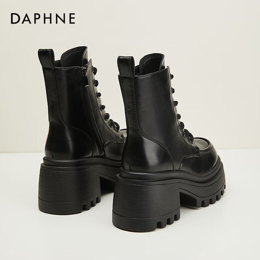 Daphne Martin boots women's inner heightening short boots versatile thick heel high heel black plus velvet women's boots 4623607126 black 37