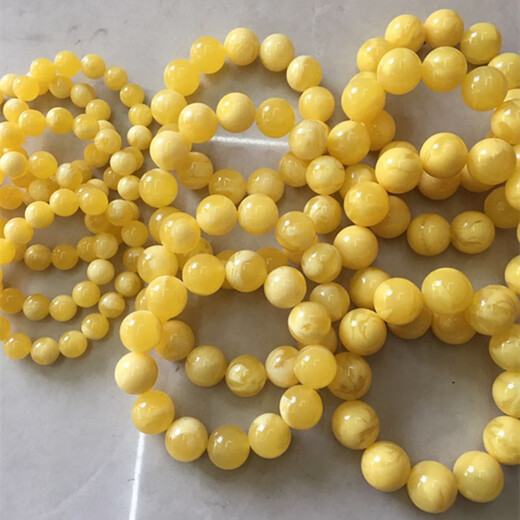 DL1998 beeswax bracelet natural Russian material unoptimized amber shallow floating water fluorescence 12mm