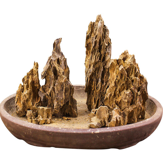 OTHER鱼缸造景石天然切底松皮石大山峰假山真石头套装原石玻璃盆景摆件 切平底松皮石套餐9227