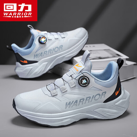 回力（Warrior）跑步鞋男士旋转纽扣男鞋耐磨运动鞋男3899灰/蓝43