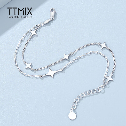 TTMIX shining star platinum bracelet double layer pt950 platinum fashionable temperament women's bracelet 5.7-5.9g 16+3cm