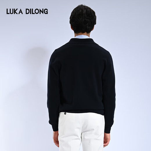Lucadilong [Wolle + Kaschmir] 24-jährige Herbst- und Winter neue Männergeschäft Casual Vielseitige Revers-Strickjacke Royal Blue 50