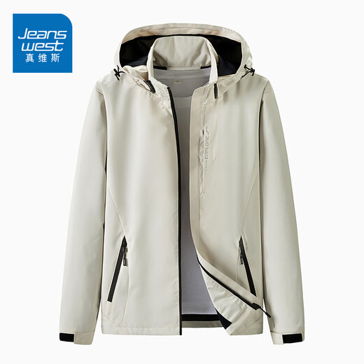 真维斯（Jeanswest）连帽夹克男春秋季简约休闲外套男士宽松百搭茄克冲锋上衣服男女装 6628深灰【男款】 L