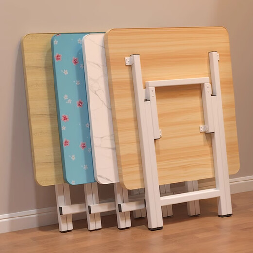 Kunfeng foldable dining table household small table rental house small apartment dining simple square table outdoor portable stall table walnut color 60*60*50 H galvanized legs