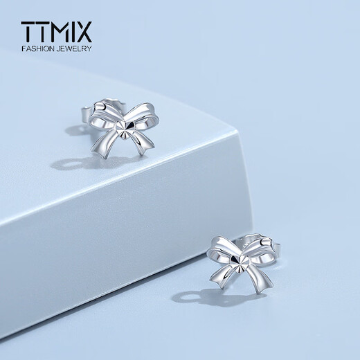 TTMIX platinum earrings for women pt950 platinum love bow earrings for pierced ears as a gift for girlfriend earrings 2.3-2.5g