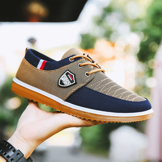 Bisi sheep canvas shoes for men's lightweight beef tendon sole breathable non-slip work shoes for men's wear-resistant and dirty work site work thick-soled shoes W878 yellow 39