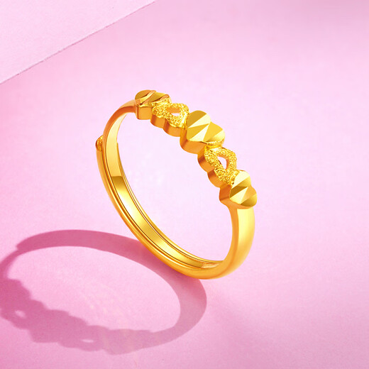 Mengjinyuan heart-to-heart gold ring women's gold love ring as a birthday gift for girlfriend, about 2.2g