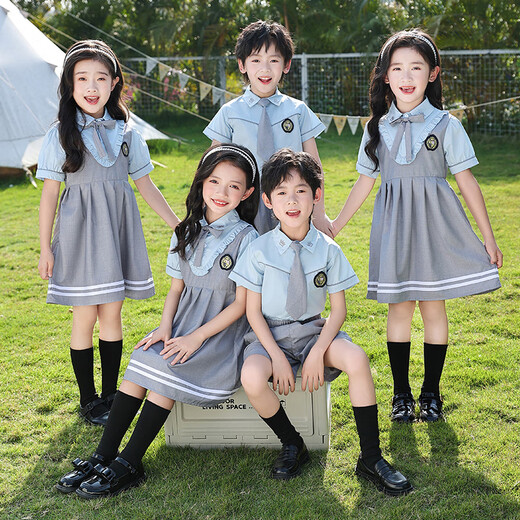 Shuttlecock Feifei Kindergarten Summer British Style Short Sleeve Set Graduation Performance Clothes Summer Clothes Primary School Uniform Class Clothes Customized Boys Blue-9909X Summer Set 150 size recommended height about 150 cm