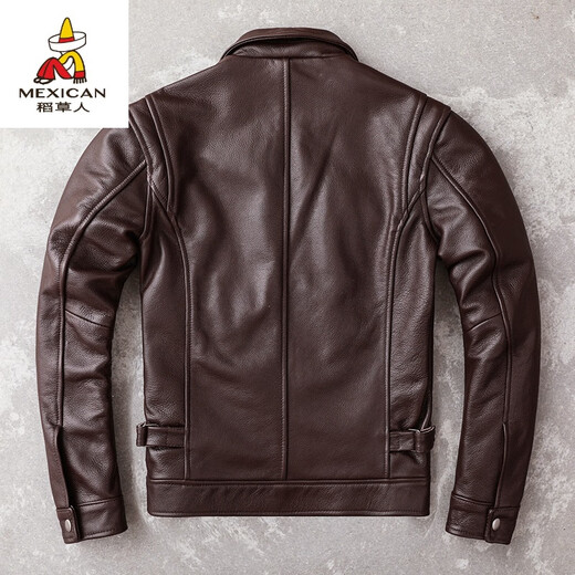 La nouvelle couche supérieure de Scarecrow Veste en cuir authentique en cuir en cuir pour hommes à la veste en cuir slim pour hommes décontracté Businet Bulleuse Men de grande taille de grande taille noir