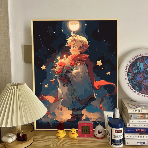 糜岚小王子和玫瑰数字油画diy填充色手工绘画画卡通丙烯油彩画装饰画 qx14380 40*60cm加厚实木内框 高亮颜料+