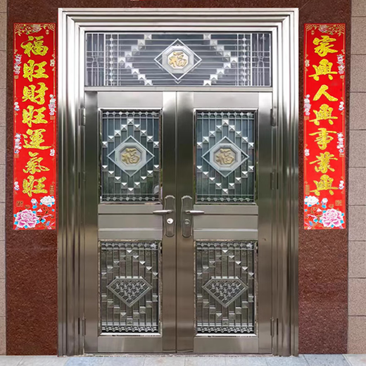 JRB家瑞堡不锈钢大门玫瑰金双开门农村自建房进户大门家用乡村别墅入户大门 双开门款式16