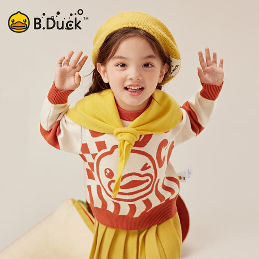 B.Duck Little Yellow Duck Kinderkleidung Jungen Pullover Kinder Herbst und Winterpullover Pullover Pullover Baby Girls 'Basishemd Orange rot 120 cm