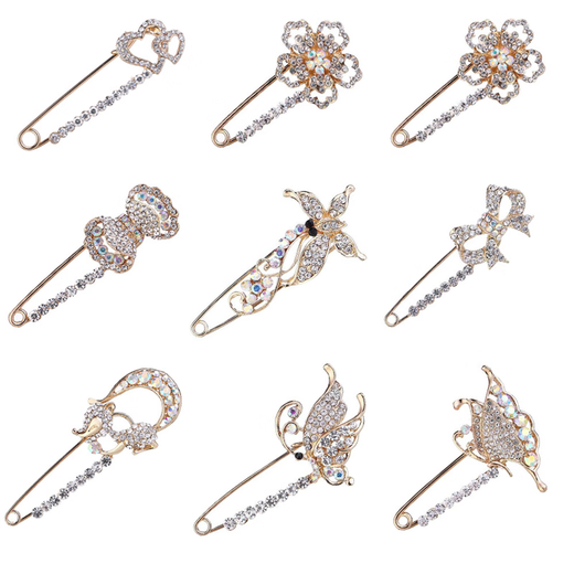 Qimeilian anti-exposure brooch women's sweater large pin waist artifact fixed clothing decorative corsage suit cardigan accessories LX-5044 champagne gold 40324045