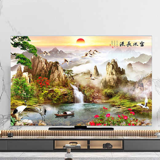 山头林村新款电视机罩防尘罩套英寸挂式台式曲面电视机防尘盖布风景 B1098 鹿鹿顺 32英寸80*50m