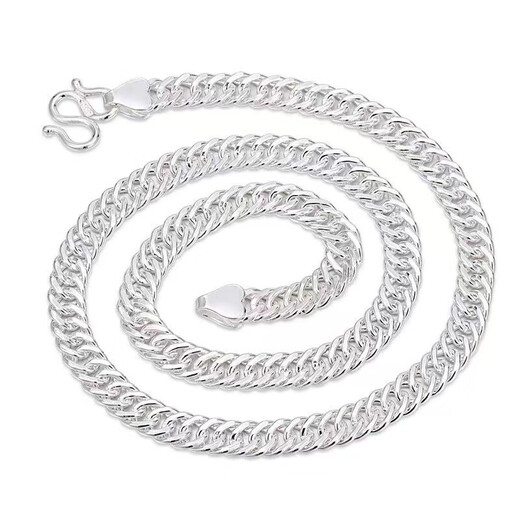 QUAMER Old Phoenix Store's pure silver men's necklace horsewhip chain trendy brand domineering faucet chain silver solid boyfriend, about 15 grams, 3.5 mm thick, 45 cm long