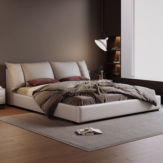 München Lederbett, Doppelbett 1,8 m 2 m Hauptschlafzimmer, großes Bett, minimalistischer Stil weicher Beutel High Box Lagerbett 673