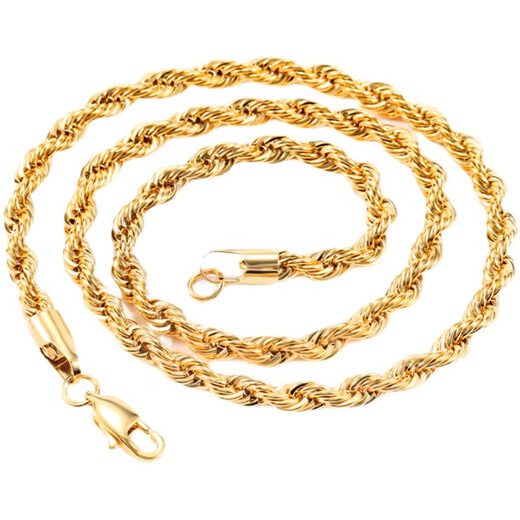 Fat Donglai same style 18k gold twist chain short twist chain gold color K gold necklace for men and women gold 5mm55cm