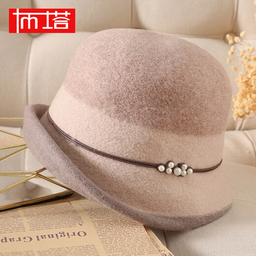 
Buta hat for women in autumn and winter Japanese versatile wool fisherman hat fashionable simple face small street curly top hat khaki