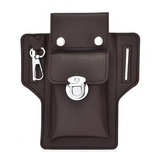 Bolsa de teléfono móvil Yu Dingfu para el sitio de construcción para hombres Bolsa de cintura con múltiples funciones Bolsa de cintura impermeable para cigarrillos colgantes Key al aire libre Modelo antirrobo Doble-Brown