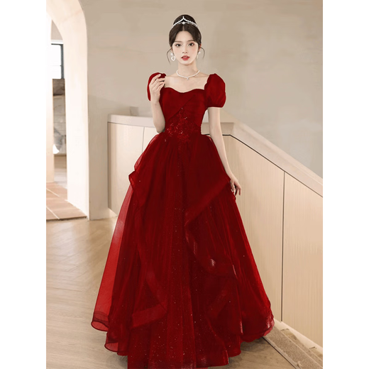 Minghuitong wedding dress bridal main yarn 2024 small red toast dress new wedding dinner party engagement party 2xl