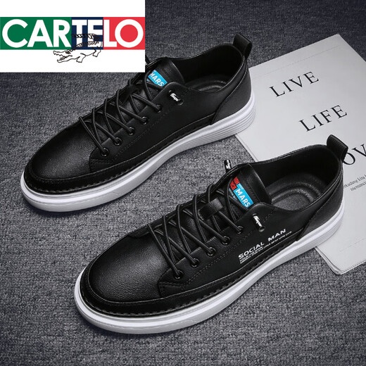 
CARTELO men's shoes for summer breathable and versatile men's flat shoes casual leather shoes sports white trendy shoes men beige (N695) 43