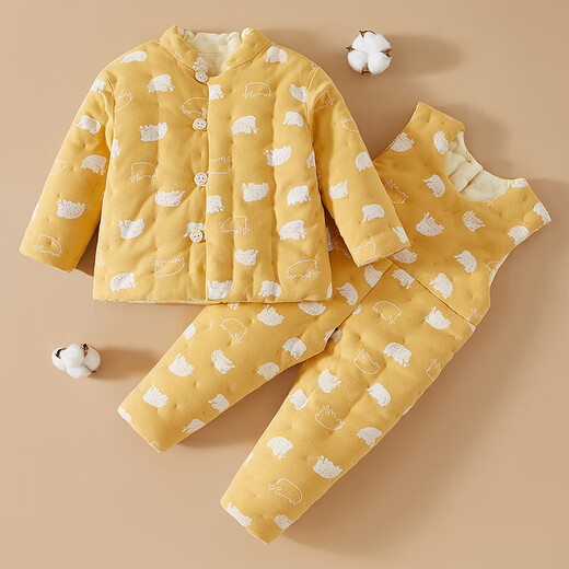 Mianguduo baby's handmade cotton clothes, pure cotton suspenders, men's and women's children's cotton jackets and pants, thickened infant cotton clothes suits, winter Jixiang Ruyi 100 yards (suitable for 2-3 years old)