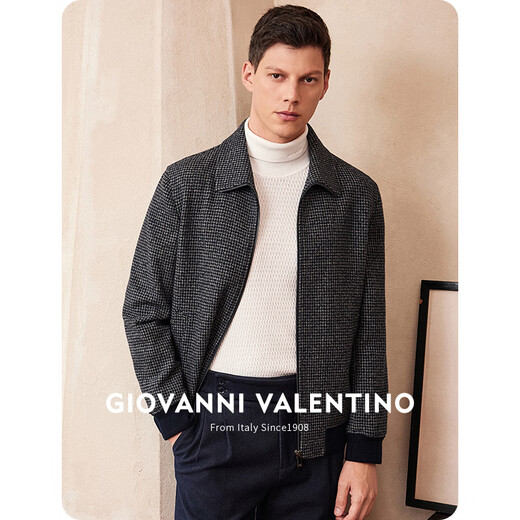 Giovanni Valentino Pure Sheep Wolle Kleidung Herren Revershundtooth Jacke Herbst und Winter Herrenkleidung warmes Marine 3x
