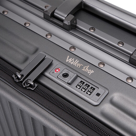 Walker Shop suitcase 2025 new front open cover boarding trolley case sturdy and durable multi-functional travel case Gun color [front open cover + cup holder + brake wheel] 20-inch [spot direct delivery/boarding case]