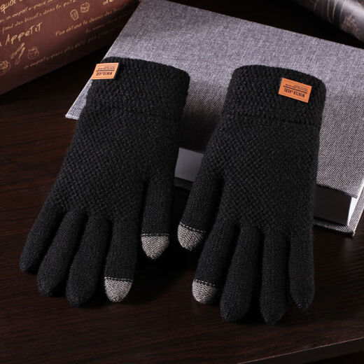 Binyu Brothers Cycling Gloves Touch Screen Men's Winter Cycling Winter Protection Double Layer Thickened Plus Velvet Student Winter Warm Cycling 20 Single Layer Gray Leather Label Thickened Touch Screen One Size