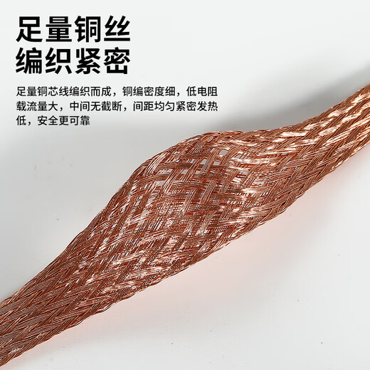 惠利得接地线软铜线铜编织带配电箱电柜过门铜扁线跨接线地线连接线 2.5平方 长250mm 100根/包【3271