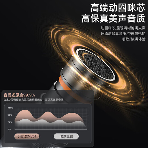 SANSUI wireless microphone, universal, professional-grade U-segment karaoke, dedicated conference host, live broadcast karaoke, outdoor square dance, handheld portable performance home ktv singing rechargeable microphone, professional version single microphone, performance-grade microphone, one-to-one, true U-segment wireless charging