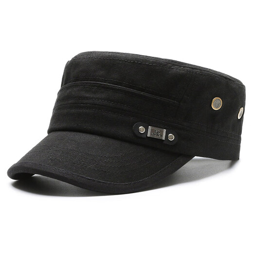 Korean style hat men's flat top cotton single hat FS outdoor leisure mesh fishing four seasons travel casual hat black adjustable