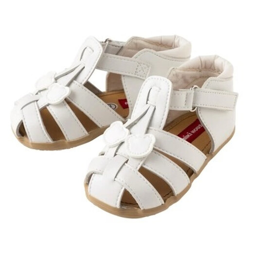 MIKIHOUSE overseas official soft leather toe-cap sandals for boys and girls, baby and children's shoes made in Japan 576 white new model (576) Velcro 12.5 Inner length cm