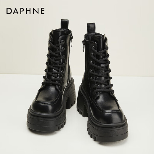 Daphne Martin boots women's inner heightening short boots versatile thick heel high heel black plus velvet women's boots 4623607126 black 37