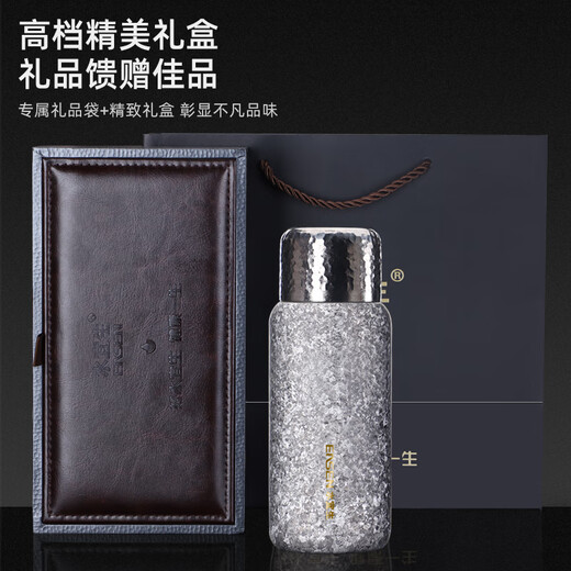 Shuiyisheng pure titanium thermos cup titanium cup antibacterial and fresh-keeping high-end stewed tea men's water cup tea water separation large-capacity water cup women's Haoyue Silver 480ml