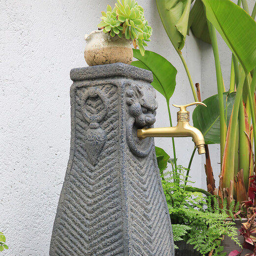 Kushifang courtyard balcony water plug mop pool outdoor garden decoration landscaping column faucet household floor-standing mop pool W055-2 Peaceful Joy column water plug with faucet