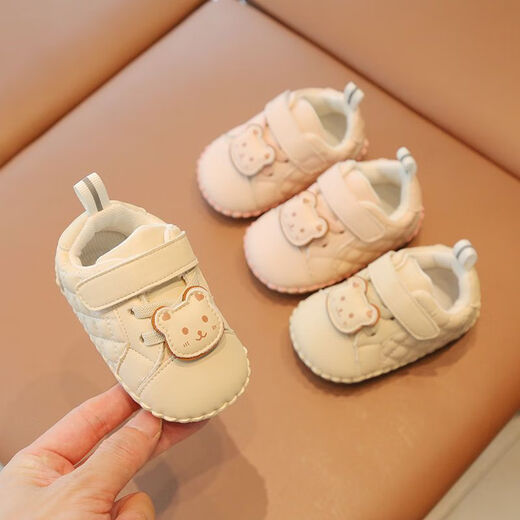 G. DUCKKIDS baby toddlers spring and autumn style soft sole newborn sewing shoes for boys' shoes cute Velcro girls' shoes C23 single shoes beige size 10.5cm 14
