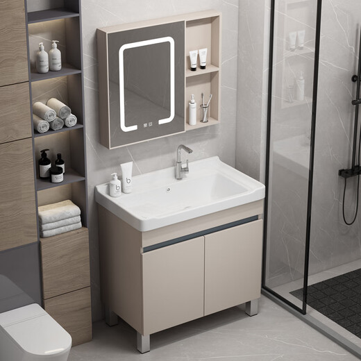 HKFF Honeycomb Lavado de aluminio Gabinete de lavado de baño Balcón Balcón de lavado Gabinete de baño Fregadero integrado F828 Gabinete de lavado de 70 cm