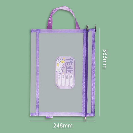 Dile A4 file bag large capacity zipper bag student mesh test paper subject classification bag storage homework information tutoring bag three-layer 1484 homework model three-layer mesh cram bag test paper model
