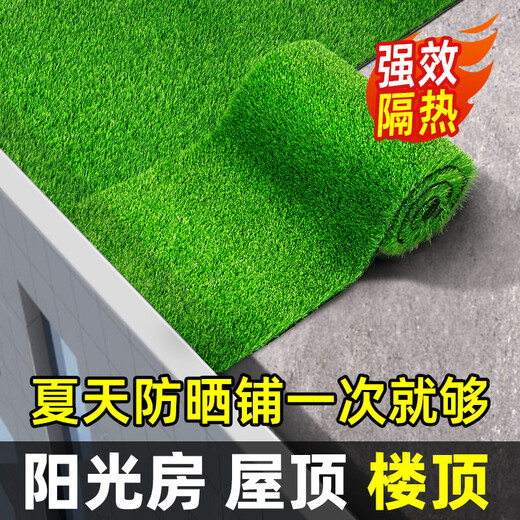 Qingya Lawn Simulated Turf Sun Room Glass Top Insulated Roof Artificial Artificial Outdoor Green Plastic Carpet 2cm Encrypted Thickened Spring Grass-Green Bottom Upgraded Insulation 25 Square 1m Long * 25m Wide