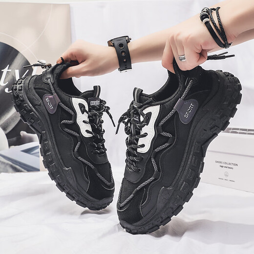 Changxiang Huili men's shoes for spring new thick sole anti-slip sports wear-resistant trend versatile work and work labor protection dad shoes for men black orange 42