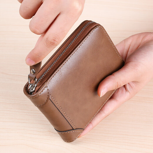 QIGER女士钱包女短款钱夹新款韩版多功能折叠皮夹拉链卡套小钱夹卡包 熏衣紫【防盗刷】